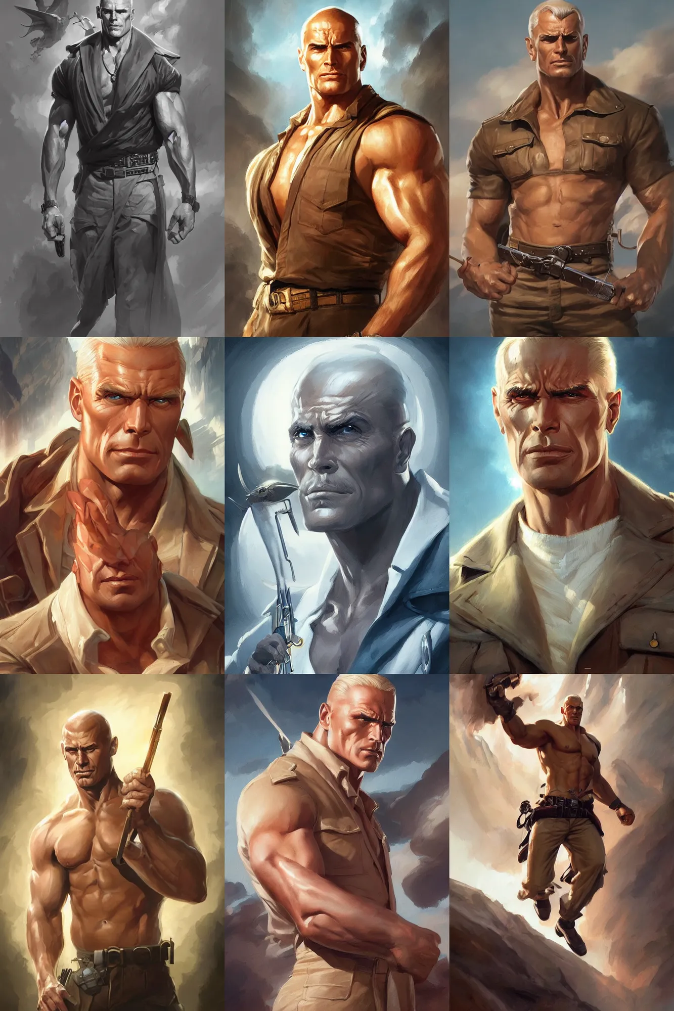 Image similar to doc savage, D&D, fantasy, portrait, highly detailed, digital painting, trending on artstation, concept art, sharp focus, illustration, art by artgerm and greg rutkowski and magali villeneuve