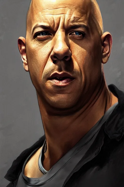 Image similar to vin diesel as walter white, realistic portrait, symmetrical, highly detailed, digital painting, artstation, concept art, smooth, sharp focus, illustration, cinematic lighting, art by artgerm and greg rutkowski and alphonse mucha