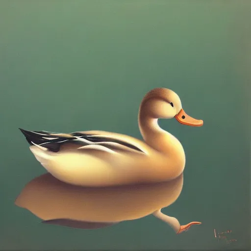 Prompt: a duck on the prowl oil painting lisa yuskavage