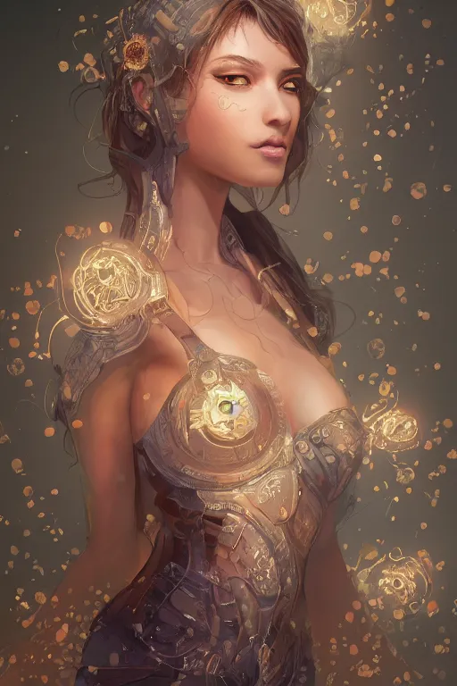 Image similar to clear portrait of a curious attractive women, background hyper detailed, character concept, full body, dynamic pose, glowing lights intricate, elegant, highly detailed, digital painting, artstation, concept art, sharp focus, illustration, by yoshii chie and wilk emilia and van baarle lois