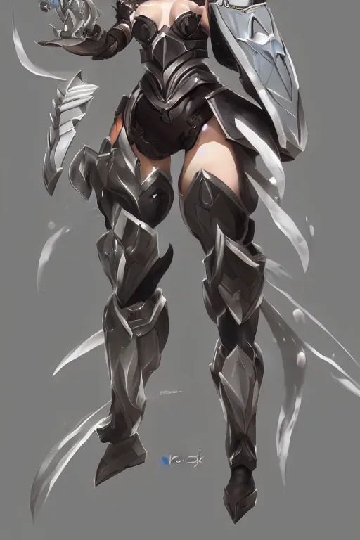 Prompt: pretty armored anime girl in a dynamic pose, SWAT armor, fullbody art, in the style of league of legends, character concept art, by WLOP, trending on artstation