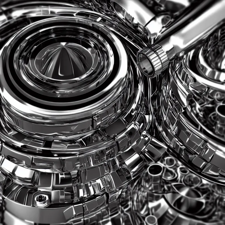 Prompt: close-up HD render of the inside of an engine