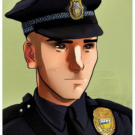 Image similar to A British police officer wearing a custodian, highly detailed, anime art style, trending on art station