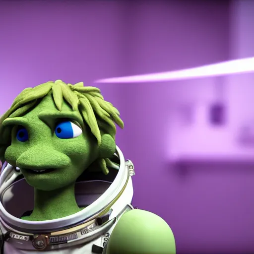 Image similar to norville timothy shaggy rogers as a astronaut, claymation, 8 k, hyperdetalied, cgsociety,