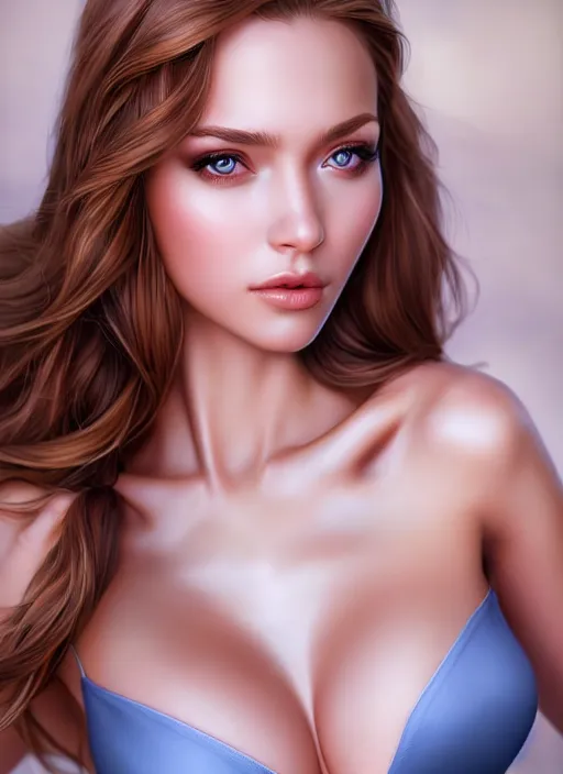 Image similar to photo of a gorgeous female, professionally retouched, soft lighting, realistic, smooth face, full body shot, torso, dress, perfect eyes, sharp focus on eyes, 8 k, high definition, insanely detailed, intricate, elegant, art by artgerm and j scott campbell