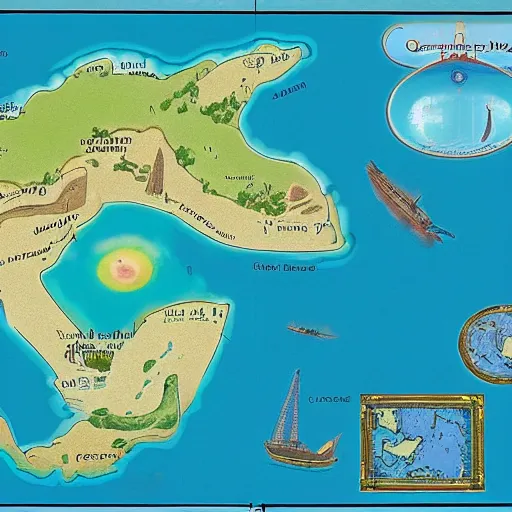 Prompt: a map showing the location of the lost city of atlantis