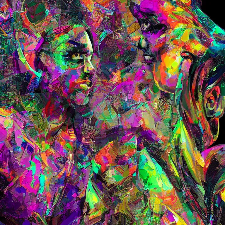 Image similar to hyper-maximalist overdetailed half portrait half collage slightly abstract pesudofigurative digital illustration by archan nair feat hakan hisim inspired by works of android jones. Pschedelic visionary artwork.