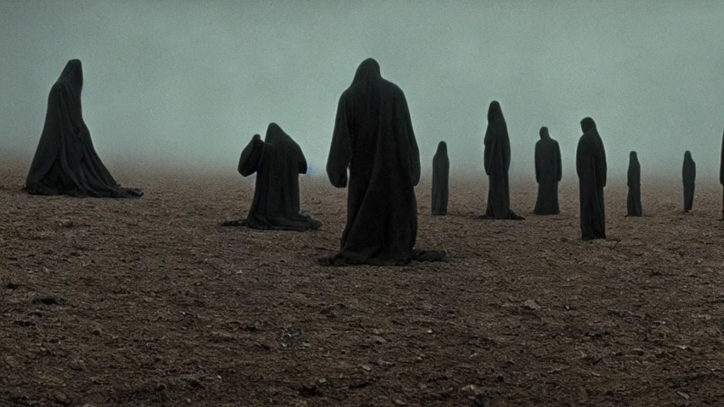 Prompt: people forgot where they came from, i'm here to remind them, film still from the movie directed by denis villeneuve and david cronenberg with art direction by salvador dali and zdzisław beksinski, wide lens