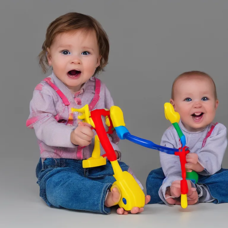 Prompt: fisher price cattle prod, baby toy, product photo, studio lighting