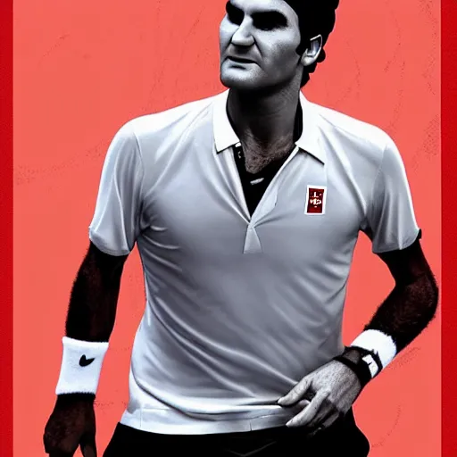 Image similar to Roger Federer, GTA poster, highly detailed