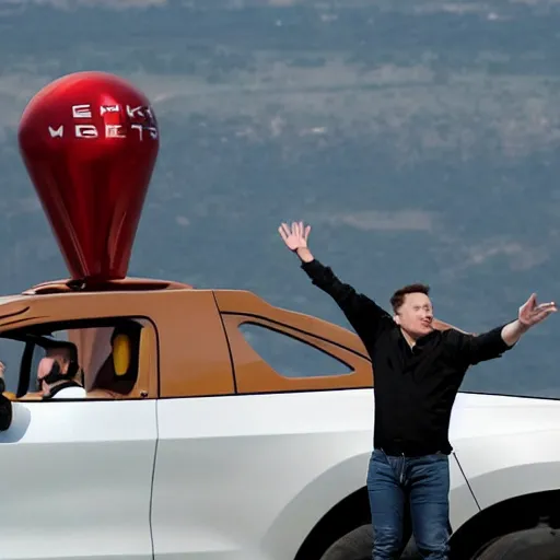 Prompt: Elon musk riding a rocketship like a cowboy