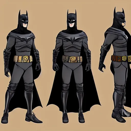 Prompt: clothing design concepts sheet, Medieval batman outfit ,