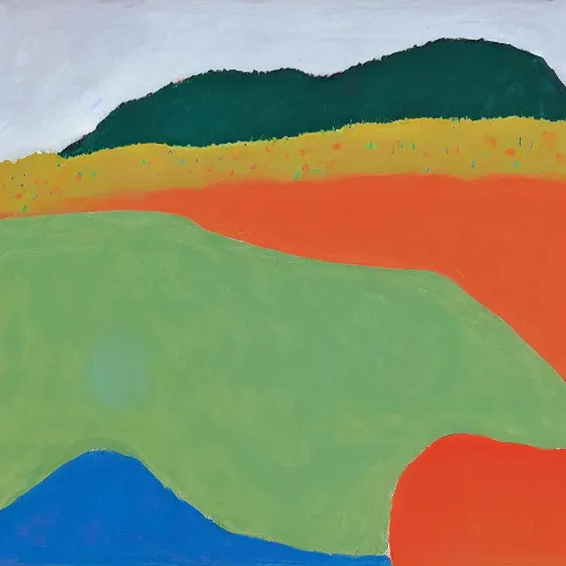 Prompt: hudson highlands by etel adnan,