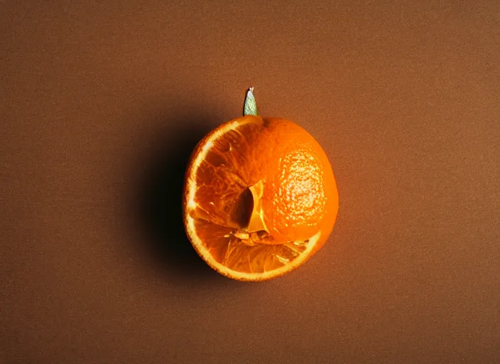 Image similar to photo still of an orange with face on it, 8 k, studio lighting bright ambient lighting key light, 8 5 mm f 1. 8