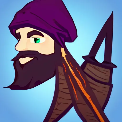 Prompt: a square art video game icon of a playable grand dark magic wizard with a long beard, highly detailed