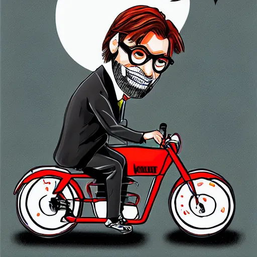 Image similar to jurgen klopp riding a motorcycle in a tuxedo, anime, manga, digital art