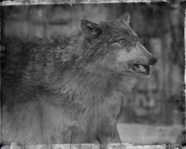 Image similar to Close up camera footage of a extremely aggressive Feral Mutated Wolf with severe late stage rabies in an abandoned shopping mall, Wolf Snarling Directly toward camera, Terrifying :7 , high exposure, dark, monochrome, camera, grainy, CCTV, security camera footage, timestamp, zoomed in, Feral, fish-eye lens, Rabid, Radiation Mutated Wolf, Nightmare Fuel, Wolf, Evil, Bite, Motion Blur, horrifying, lunging at camera :4 bloody dead body, blood on floors, windows and walls :5