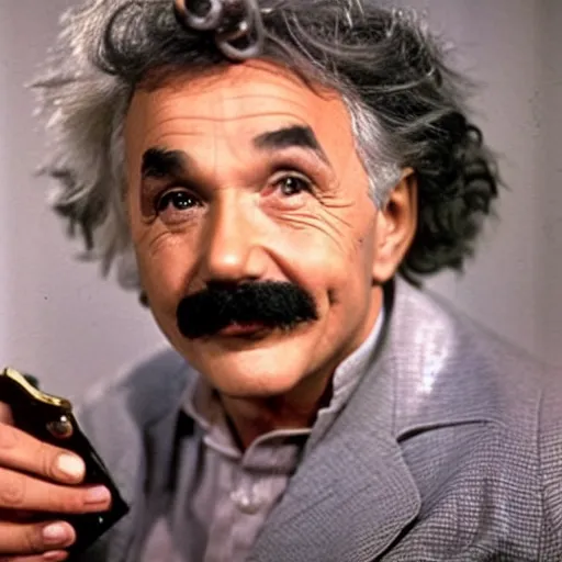 Prompt: Einstein posing as Burt Reynolds’s cosmopolitan photo