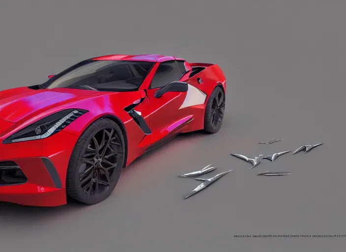 Image similar to hyperrealism, detailed textures, photorealistic 3 d render, a photorealistic futuristic 2 0 3 9 corvette stingray concept car with a sky full of stars colour scheme, sharp focus, ultra realistic, ultra high pixel detail, cinematic, intricate, cinematic light, concept art, illustration, art station, unreal engine 8 k