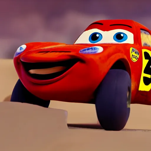 Image similar to black lightning mcqueen, claymation, 8 k, cgosociety,