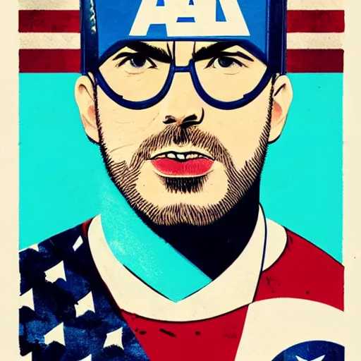 Prompt: Chris Evans Captain America profile picture by Sachin Teng, asymmetrical, Organic Painting , Matte Painting, geometric shapes, hard edges, graffiti, street art:2 by Sachin Teng:4