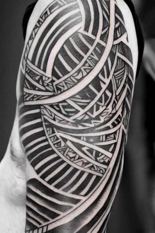 Image similar to thin swirling tribal tattoo concept, black and white