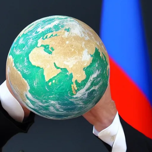 Image similar to putin holding earth in his hands