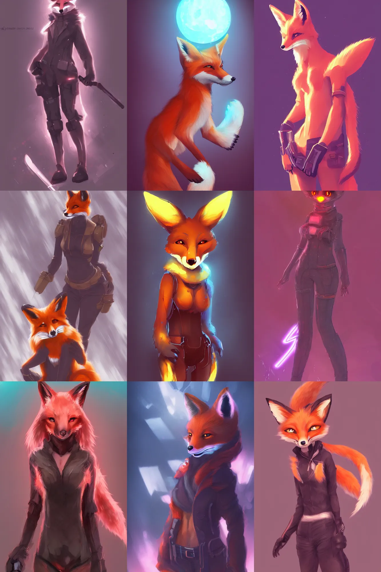 Prompt: a fox fursona, trending on artstation, by kawacy, furry art, digital art, cyberpunk, high quality, backlighting, commission