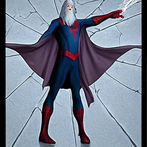 Image similar to photo of Gandalf as spiderman