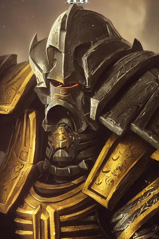 Image similar to armor portrait heros warhammer 4 0 k horus heresy fanart - the primarchs emperor by johannes helgeson animated with vfx concept artist & illustrator global illumination ray tracing hdr fanart arstation zbrush central hardmesh 8 k octane renderer comics stylized