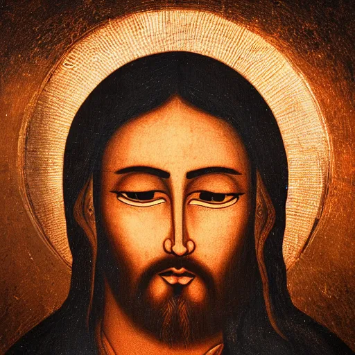 Prompt: Jesus portrait in beautiful dark landscape in the style of Dao Trong Le , intricate, epic lighting, cinematic composition, hyper realistic, 8k resolution,