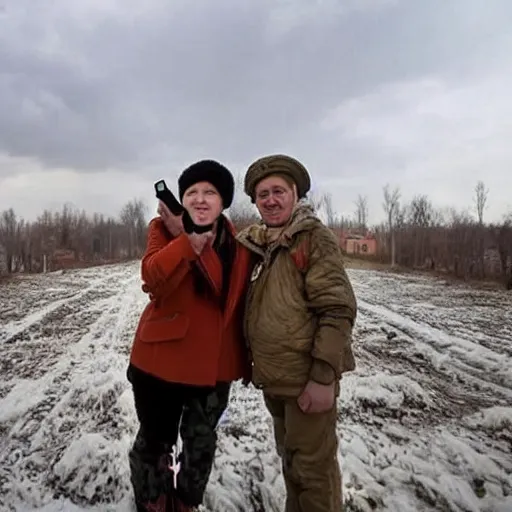 Image similar to the last selfie taken in ukraine after the nuclear war