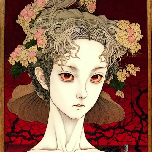 Image similar to prompt: Portrait painted in renaissance style drawn by Katsuhiro Otomo and Takato Yamamoto, inspired by Fables, china doll face, smooth face feature, intricate oil painting, high detail, sharp high detail, manga and anime 2000