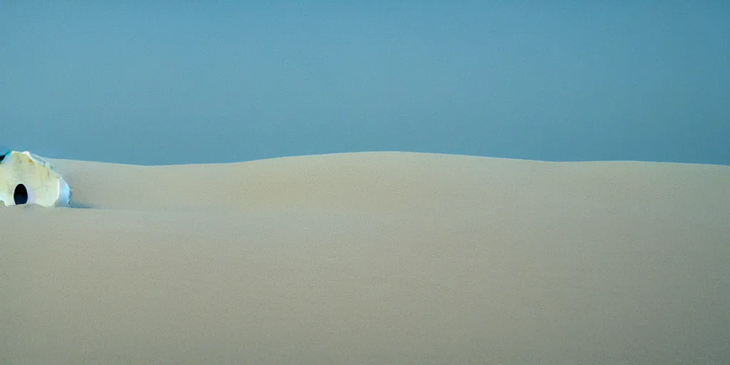 Image similar to real white honeycomb organic building sitting on the dune desert, film still from the movie directed by denis villeneuve aesthetic with art direction by zdzisław beksinski, telephoto lens, shallow depth of field