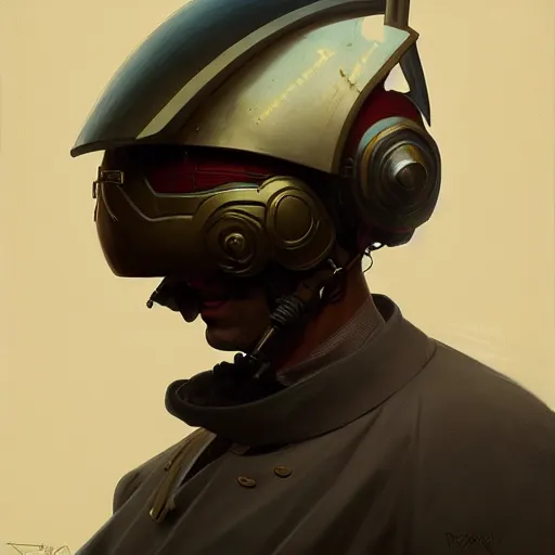 Image similar to portrait of a vicotrian doctor in suit with helmet by darek zabrocki and greg ruthkowski, alphonse mucha, simon stalenhag and cinematic and atmospheric, concept art, artstation, trending on artstation