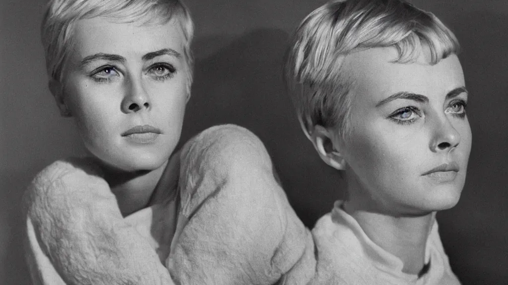 Image similar to monochrome yellow bryological detailed portrait of jean seberg at elderly age of 1 0 5