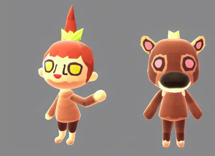 Prompt: extremely cute chibi werewolf animal crossing villager. animal crossing character. smooth, 3 d render, 3 d model rip, simplified, symmetry, animal crossing new horizons, hq, artgerm, arstation,