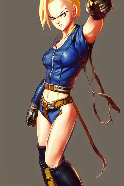 Image similar to Android 18 from dbz in a spinoff in blade and soul concept art on a render by the artist Hyung tae Kim, Jiyun Chae, Joe Madureira, trending on Artstation by Hyung tae Kim, artbook, Stanley Artgerm Lau, WLOP, Rossdraws