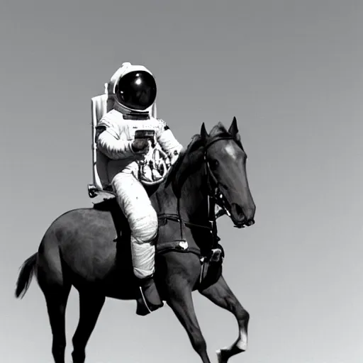 Prompt: cinematic photograph of an astronaut riding a horse travelling through time