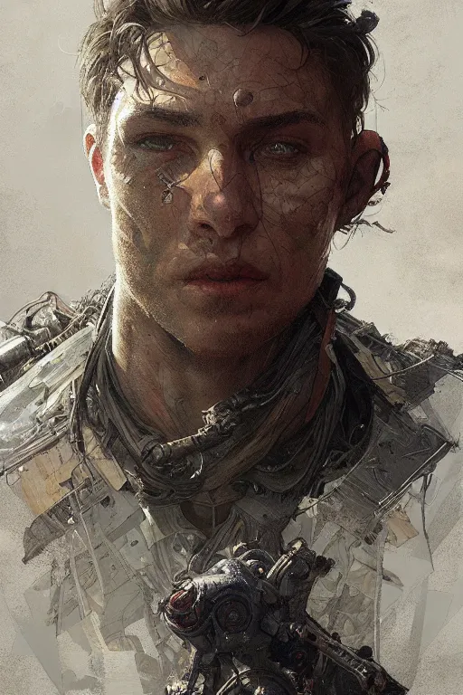 Image similar to A full portrait of a post apocalyptic spiderman, intricate, elegant, highly detailed, digital painting, artstation, concept art, smooth, sharp focus, illustration, art by Krenz Cushart and Artem Demura and alphonse mucha