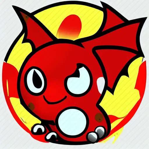 Image similar to the most cutest adorable happy picture of a dragon, dragon shaped like a ball with wings, tiny firespitter, kawaii, style of pokemon, shape of ball, Dra the Dragon, tiny fat chubby red baby dragon, adorably fat, enhanched, stuffed dragon, deviant adoptable, digital art Emoji collection