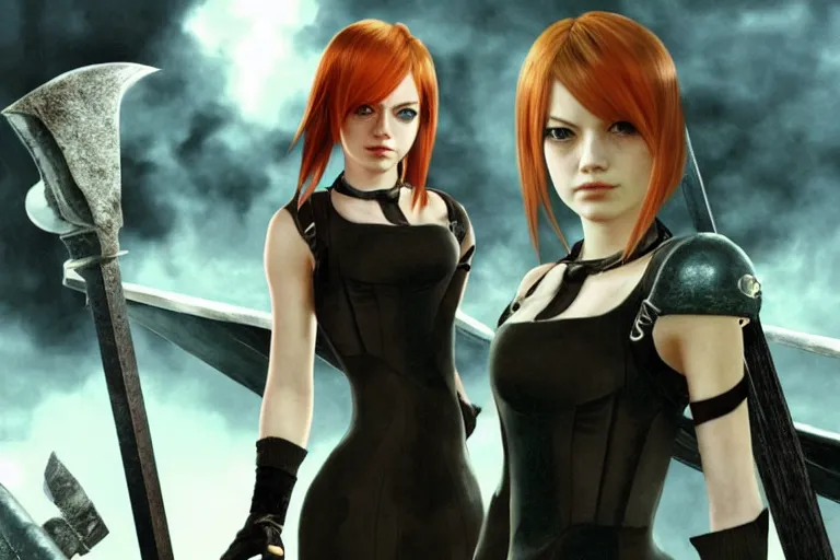 Image similar to Emma Stone in Final Fantasy VII