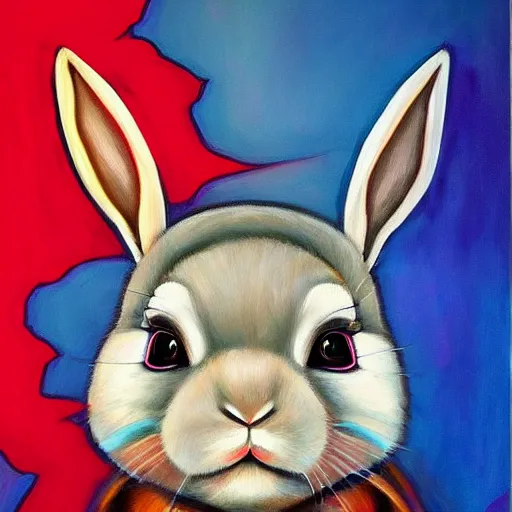 Image similar to this is a painting with the theme rabbit inner peace on the artstation trending page of year 2 2 2 2