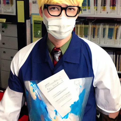 Prompt: tyler, the anime scientist - t