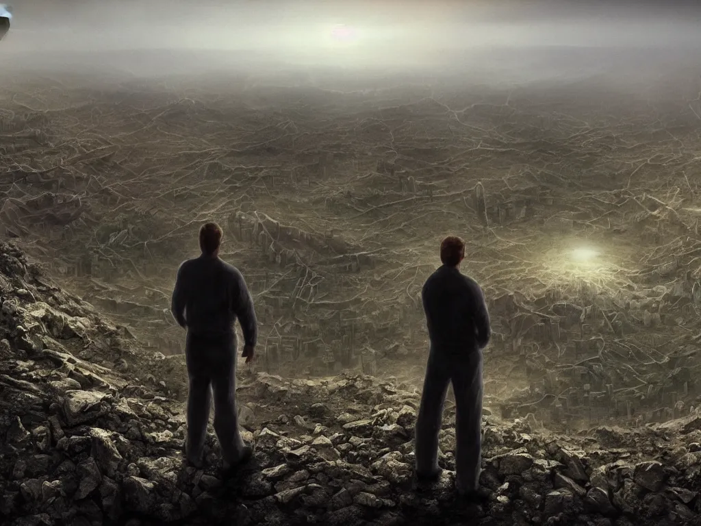 Lester Knight Chaykin standing on windy mountain with Stable