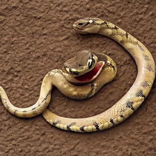 Image similar to a snake shaped like the letter s, a snake standing on its tail