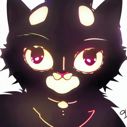 Prompt: anime salem black cat beautiful lighting