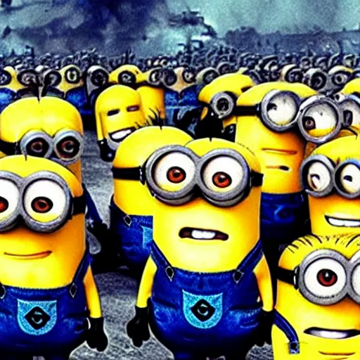Image similar to a lost footage of minions in ww 2