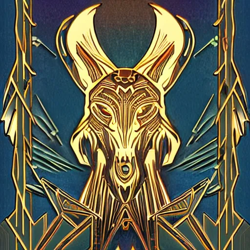 Prompt: fenrir art deco