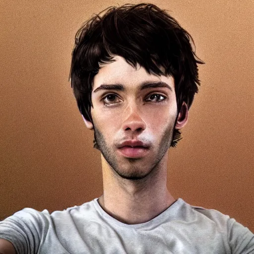 Image similar to last selfie of a human on earth, photorealistic